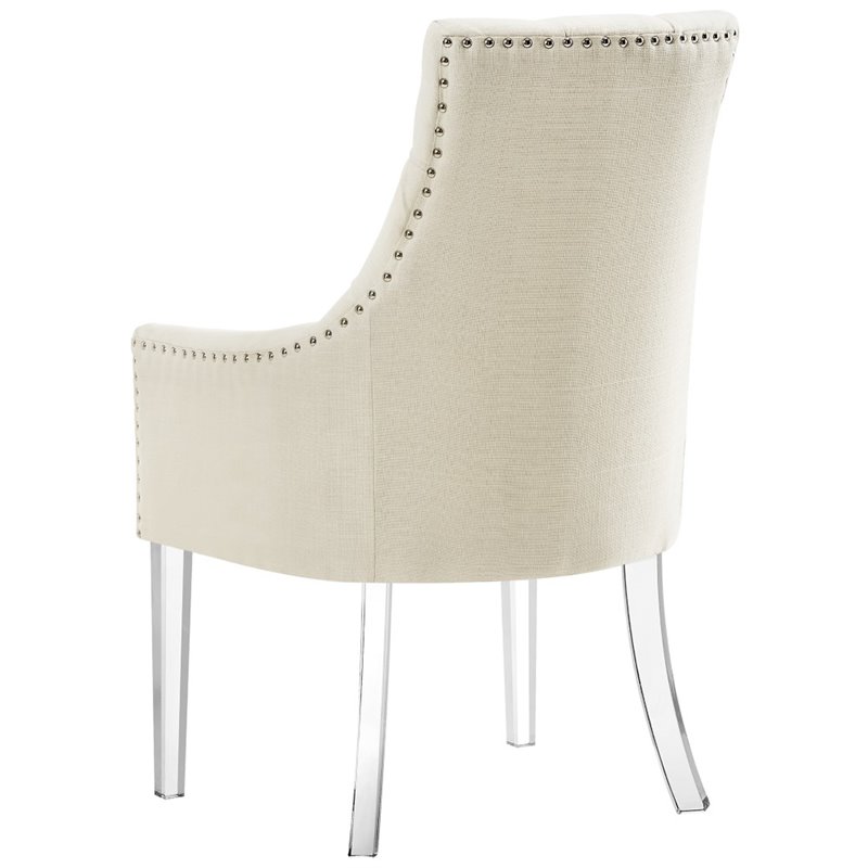 Posh Colton Linen Fabric Dining Chair with Acrylic Legs - Cream/White (Set of 2)