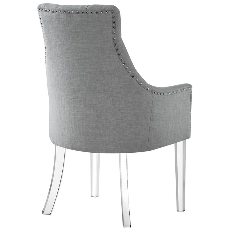 Posh Colton Linen Fabric Dining Chair with Acrylic Legs - Light Gray (Set of 2)