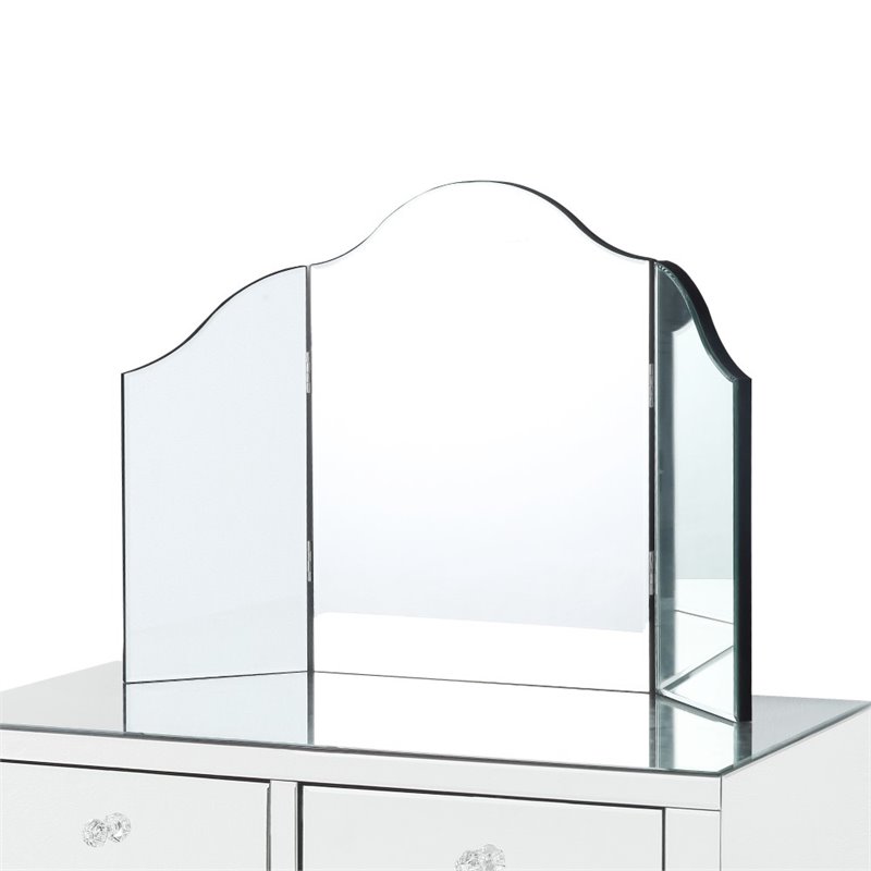 Posh Living Caleb 2-Drawer Bedroom Vanity Set with Stool and Mirror in Black