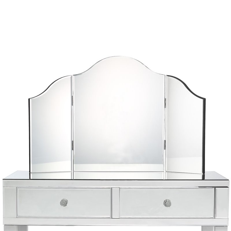 Posh Living Caleb 2-Drawer Bedroom Vanity Set with Stool and Mirror in Black