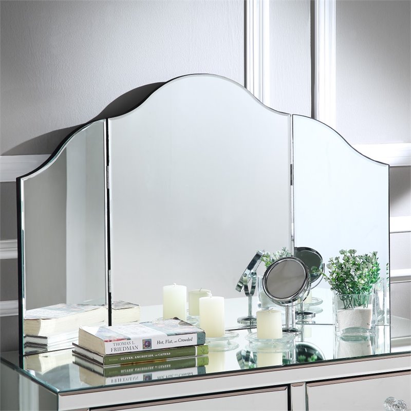 Posh Living Caleb 2-Drawer Bedroom Vanity Set with Stool and Mirror in Black