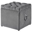 Posh Living Markella Velvet 1Pc Storage Ottoman in Gray/Chrome