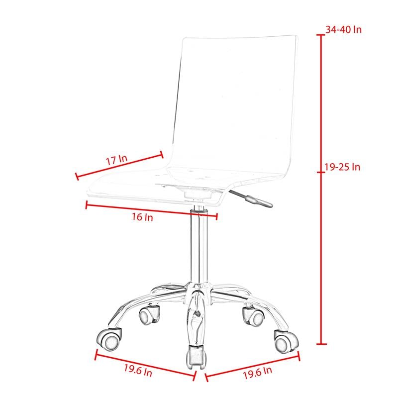 Posh Briar Stainless Steel and Acrylic Office Chair with Casters in Clear/Gold