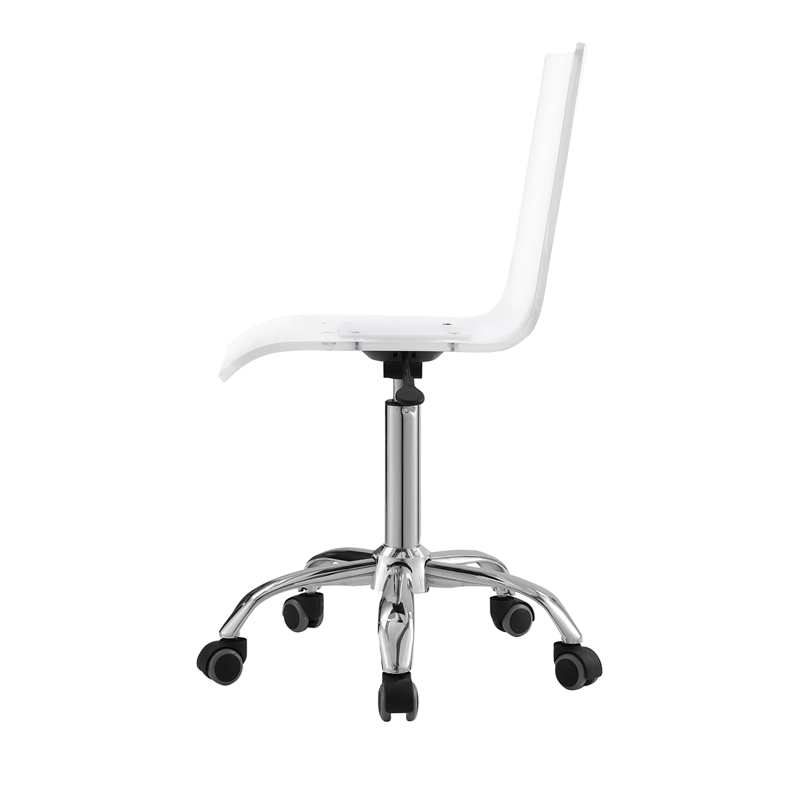 Posh Briar Stainless Steel and Acrylic Office Chair with Casters in Clear/Chrome