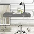 Posh Briar 2-Drawer Metal Writing Desk with Acrylic Legs in Dark Gray/Chrome