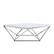 Posh Living Eason Marble Top Coffee Table with Metal Base in White/Chrome