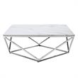 Posh Living Eason Marble Top Coffee Table with Metal Base in White/Chrome