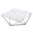 Posh Living Eason Marble Top Coffee Table with Metal Base in White/Chrome