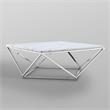 Posh Living Eason Marble Top Coffee Table with Metal Base in White/Chrome