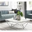 Posh Living Eason Marble Top Coffee Table with Metal Base in White/Chrome