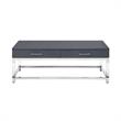 Posh Briar 2-Drawer Metal Coffee Table with Acrylic Legs in Dark Gray/Chrome