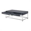 Posh Briar 2-Drawer Metal Coffee Table with Acrylic Legs in Dark Gray/Chrome