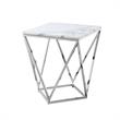 Posh Living Eason Marble Top End Table with Metal Base in White/Chrome