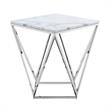Posh Living Eason Marble Top End Table with Metal Base in White/Chrome