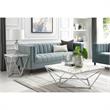 Posh Living Eason Marble Top End Table with Metal Base in White/Chrome