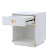 Posh Living Angela Nightstand with Metal Corner Brackets in White/Gold