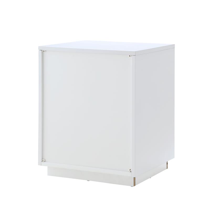 Posh Living Angela Nightstand with Metal Corner Brackets in White/Gold