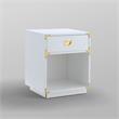Posh Living Angela Nightstand with Metal Corner Brackets in White/Gold