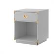 Posh Living Angela Nightstand with Metal Corner Brackets in Light Gray/Gold