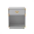 Posh Living Angela Nightstand with Metal Corner Brackets in Light Gray/Gold