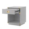 Posh Living Angela Nightstand with Metal Corner Brackets in Light Gray/Gold