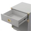Posh Living Angela Nightstand with Metal Corner Brackets in Light Gray/Gold