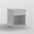 Posh Living Angela Nightstand with Metal Corner Brackets in Light Gray/Gold