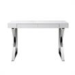 Posh Dianna 2-Drawer Writing Desk with Stainless Steel Legs in White/Chrome