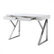 Posh Dianna 2-Drawer Writing Desk with Stainless Steel Legs in White/Chrome