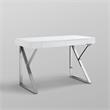 Posh Dianna 2-Drawer Writing Desk with Stainless Steel Legs in White/Chrome