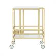 Posh Living Biony Modern Metal Bar Cart with Wheels in Bar Cart Gold/White
