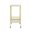 Posh Living Biony Modern Metal Bar Cart with Wheels in Bar Cart Gold/White