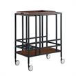 Posh Living Biony Modern Metal Bar Cart with Wheels in Bar Cart Black/Walnut