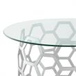 Posh Living Magdalen Round Glass Top Coffee Table in Silver