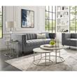 Posh Living Kero Round Marble Top Nesting Coffee Table in Silver