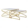 Posh Living Navarro Square Marble Top Nesting Coffee Table in Gold