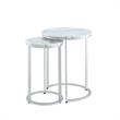 Posh Living Kero Round Marble Top Nesting End Table in Silver