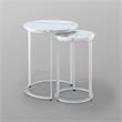 Posh Living Kero Round Marble Top Nesting End Table in Silver
