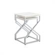 Posh Living Navarro Square Marble Top Nesting End Table in Silver