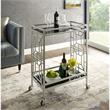 Posh Living Lynn Modern Glass and Metal Bar Cart in Silver/Black