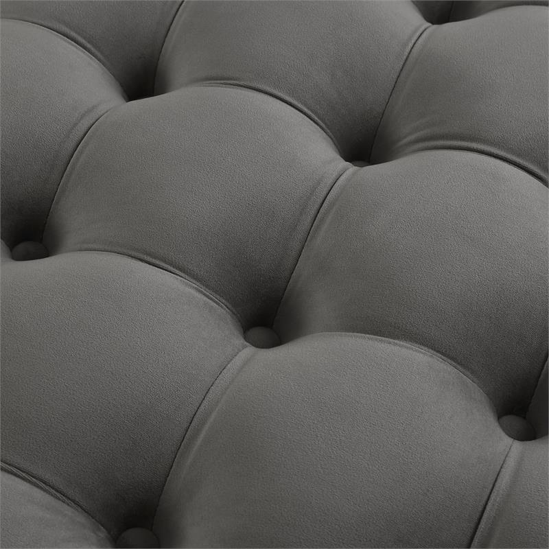 Posh Living Lilou Modern Velvet Cocktail Ottoman in Gray