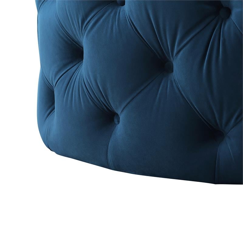 Posh Living Lilou Modern Velvet Cocktail Ottoman in Navy Blue