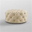 Posh Living Lilou Modern Linen Fabric Cocktail Ottoman in Beige