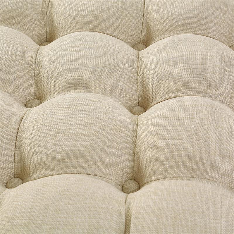 Posh Living Lilou Modern Linen Fabric Cocktail Ottoman in Beige