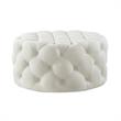 Posh Living Lilou Modern Linen Fabric Cocktail Ottoman in Cream/White