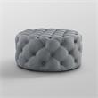 Posh Living Lilou Modern Linen Fabric Cocktail Ottoman in Light Gray