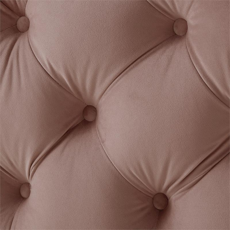 Posh Living Ramon Modern Velvet Cocktail Ottoman Blush Pink