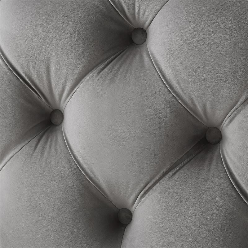 Posh Living Ramon Modern Velvet Cocktail Ottoman in Gray
