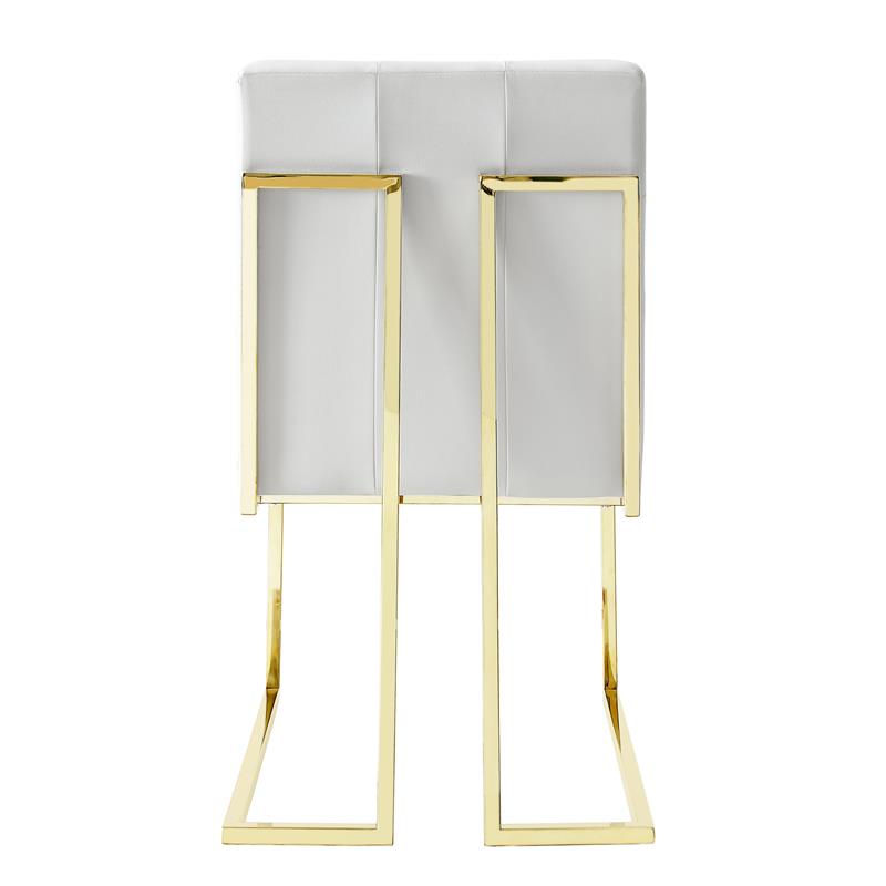 Posh Living Evan Faux Leather Dining Side Chair in White/Gold (Set of 2)