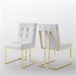 Posh Living Evan Faux Leather Dining Side Chair in White/Gold (Set of 2)